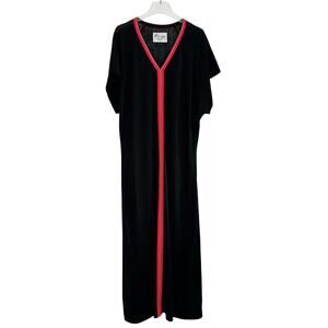 Pitusa Inca Abaya Maxi Dress Swim Cover Up Women Tall Black V Neck Burnout Sheer